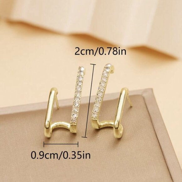 UNIQUE YELLOW GOLD AND SILVER EARRINGS FOR WOMEN - Picture 3 of 4